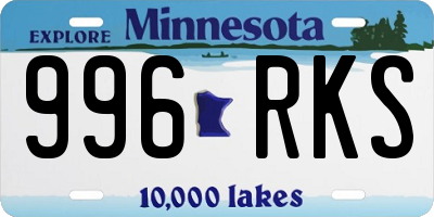 MN license plate 996RKS