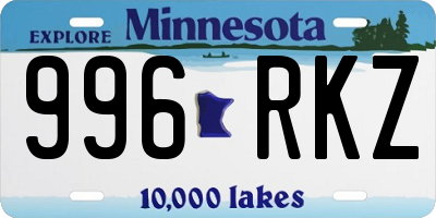 MN license plate 996RKZ