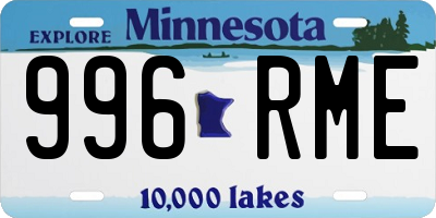 MN license plate 996RME