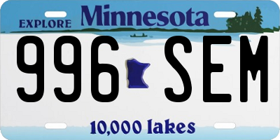 MN license plate 996SEM
