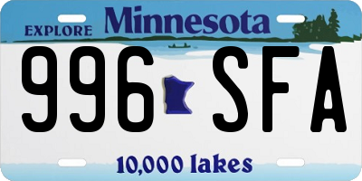 MN license plate 996SFA