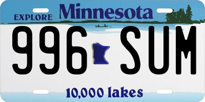 MN license plate 996SUM