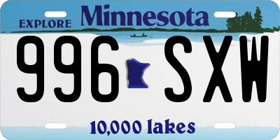 MN license plate 996SXW