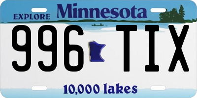 MN license plate 996TIX