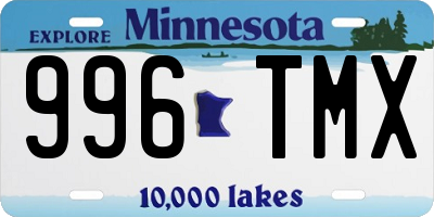 MN license plate 996TMX