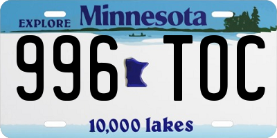 MN license plate 996TOC