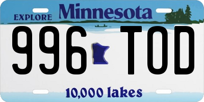 MN license plate 996TOD