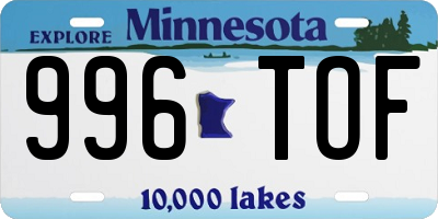 MN license plate 996TOF