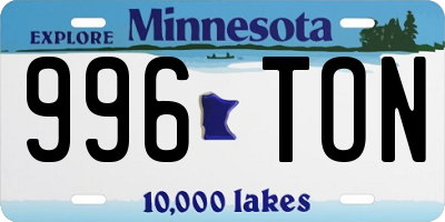 MN license plate 996TON