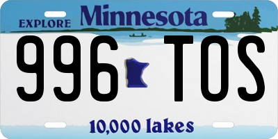 MN license plate 996TOS
