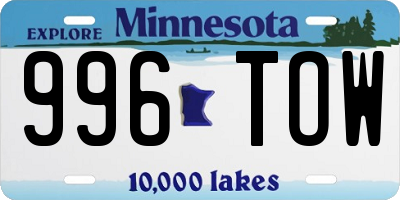 MN license plate 996TOW