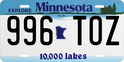 MN license plate 996TOZ
