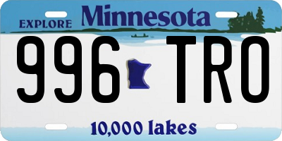 MN license plate 996TRO