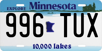 MN license plate 996TUX