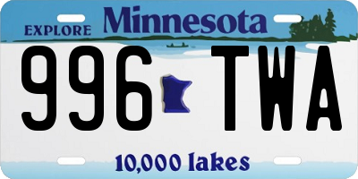 MN license plate 996TWA