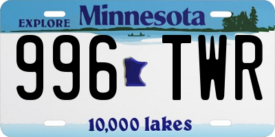MN license plate 996TWR