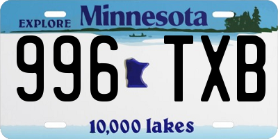 MN license plate 996TXB
