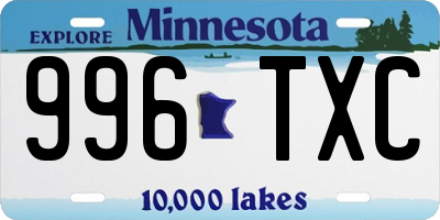 MN license plate 996TXC