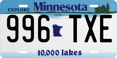 MN license plate 996TXE