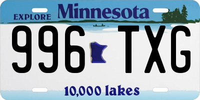 MN license plate 996TXG