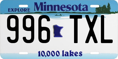 MN license plate 996TXL
