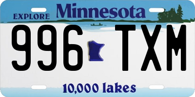 MN license plate 996TXM