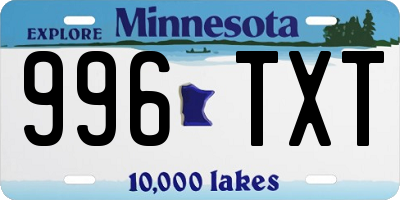 MN license plate 996TXT