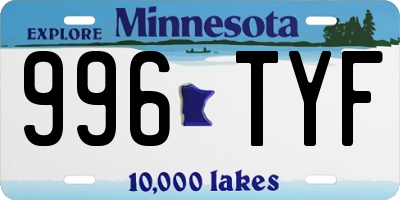 MN license plate 996TYF