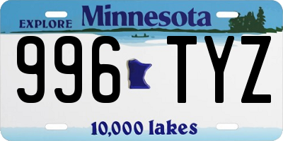 MN license plate 996TYZ