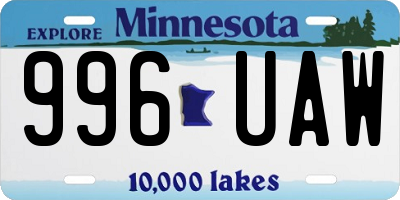 MN license plate 996UAW