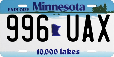 MN license plate 996UAX