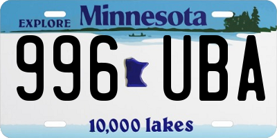 MN license plate 996UBA