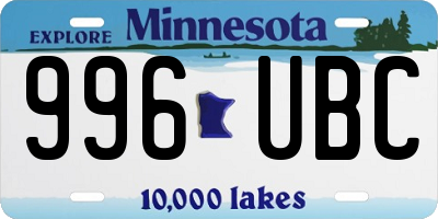 MN license plate 996UBC