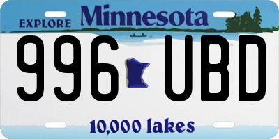 MN license plate 996UBD