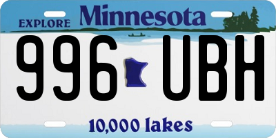 MN license plate 996UBH