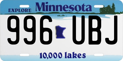 MN license plate 996UBJ