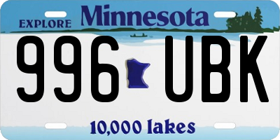 MN license plate 996UBK