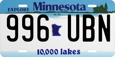 MN license plate 996UBN