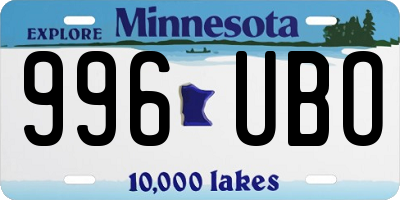 MN license plate 996UBO