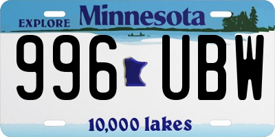 MN license plate 996UBW