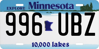 MN license plate 996UBZ
