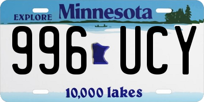 MN license plate 996UCY