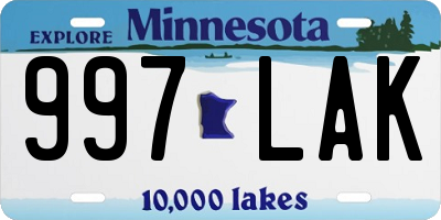 MN license plate 997LAK