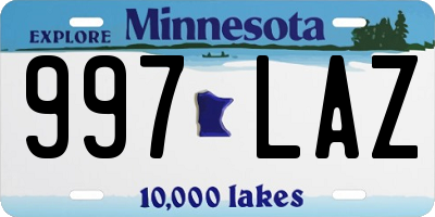 MN license plate 997LAZ