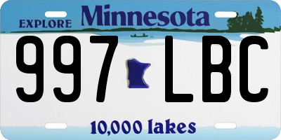 MN license plate 997LBC
