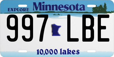 MN license plate 997LBE