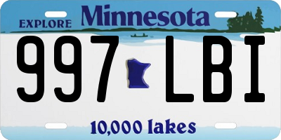 MN license plate 997LBI
