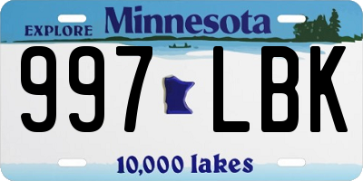 MN license plate 997LBK