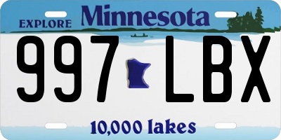 MN license plate 997LBX