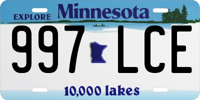 MN license plate 997LCE